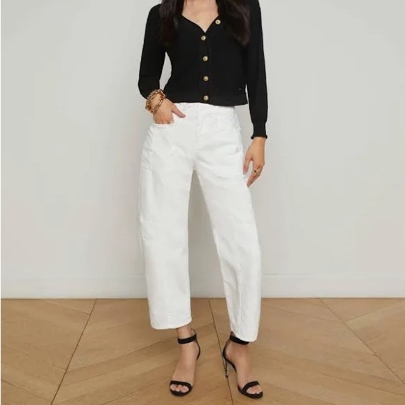 New L’Agence Cody High Waist Barrel Leg Rodeo Jeans Blanc White Sz 26 - Picture 13 of 13